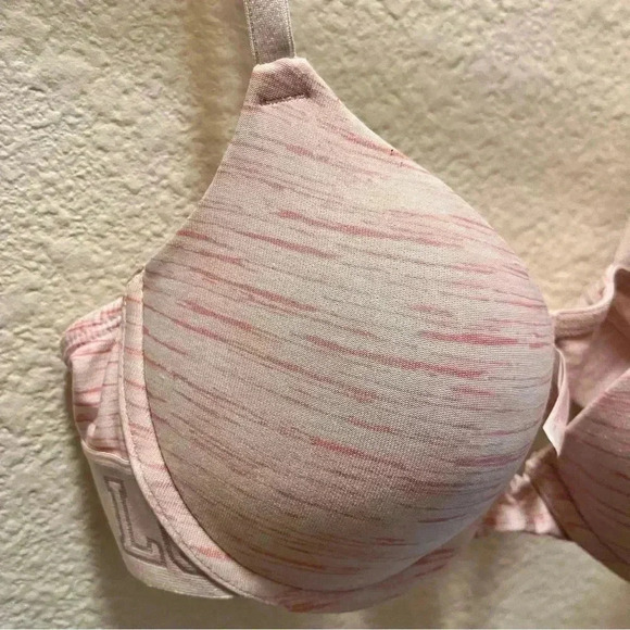 SO Pink and white striped push up bra 34B LOVE details on band - Picture 3 of 9